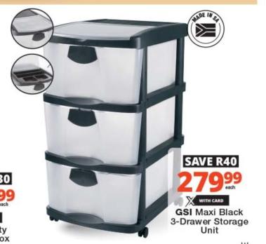 GSI Maxi Black 3-Drawer Storage Unit