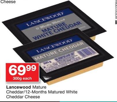 Lancewood Mature Cheddar/12-Months Matured White Cheddar Cheese 300g Each