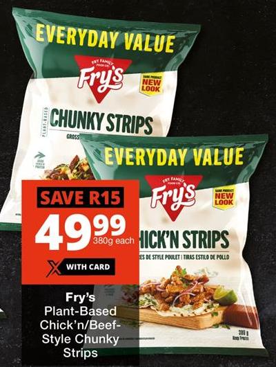 Fry's Plant-Based Chick’n/Beef-Style Chunky Strips 380g Each