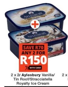 Any 2 x 2L Aylesbury Vanilla/Tin Roof/Stracciatella Royalty Ice Cream