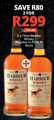 2x750ml Harrier Whisky