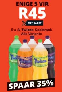 Any 5 x 2L Twizza Cooldrink All Varieties