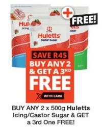 Buy Any 2x500g Huletts Icing/Castor Sugar & Get A 3rd One Free