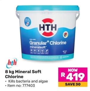 HTH 8 kg Mineral Soft Chlorine - Kills bacteria and algae 