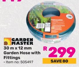 Garden Master 30 m x 12 mm Garden Hose with Fittings 