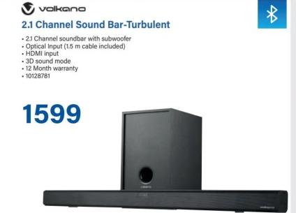 Volkano 2.1 Channel soundbar with subwoofer