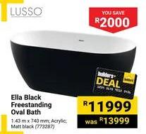 Lusso Ella Black Freestanding Oval Bath 