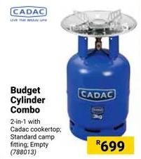 Budget Cylinder Combo 2-in-1 with Cadac cookertop; Standard camp fitting; Empty