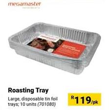 Large, disposable tin foil trays; 10 units