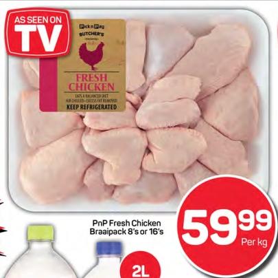 PnP Fresh Chicken Braaipack 8's or 16's Per Kg