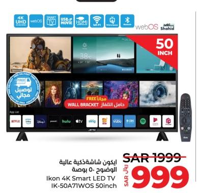 Ikon 4K Smart LED TV 50  inch + FREE Ikon	Tv Remote Control+Appliance Holder