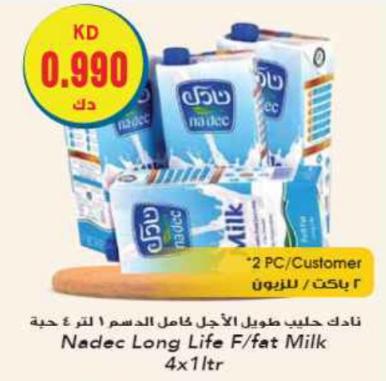 Nadec Long Life Full Fat Milk 4x1ltr