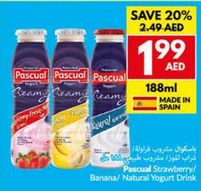 Pascual Strawberry/Banana/Natural Yogurt Drink 188ml