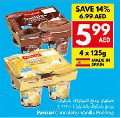 Pascual Chocolate/Vanilla Pudding 4x125gm