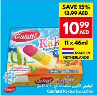 Confetti Kaktus Popping Candy Ice Lollies 11x46ml