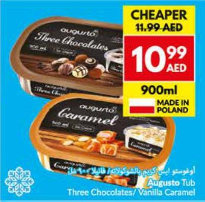 Augusto Tub Three Chocolates/ Vanilla Ice Cream, 900ml