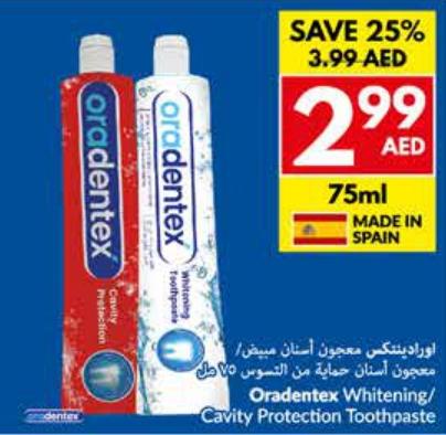 Oradentex Whitening/Cavity Protection Toothpaste 75ml