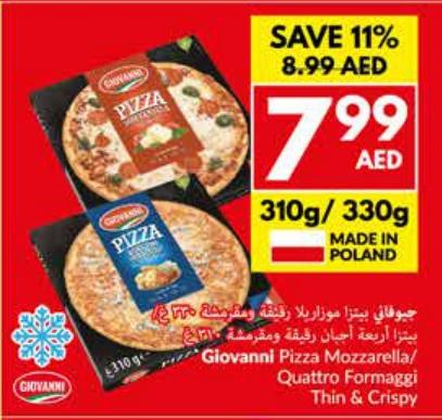 Giovanni Pizza Mozzarella 330 gm /Quattro Formaggi Thin & Crispy 310 gm