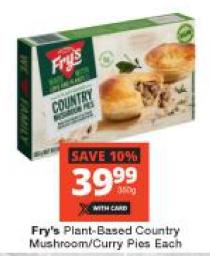 Fry's Plant-Based Country Mushroom/Curry Pies Each 