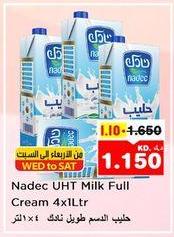 Nadec UHT Milk Full Cream 4x1 Ltr 