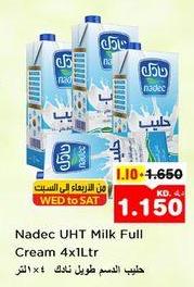 Nadec UHT Milk Full Cream 4x1Lt