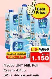 Nadec UHT Milk Full Cream 4x1Ltr