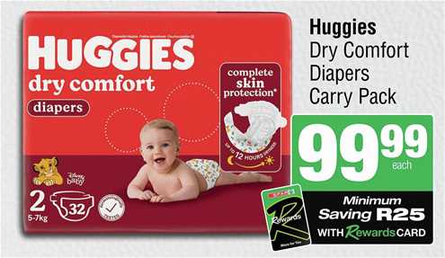 Huggies dry comfort diapers Carry  Pack 