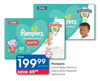 Rampers Active Baby Pants or Disposable Nappies Value Pack