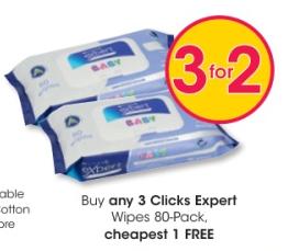 Buy Any 3 Clicks Expert Wipes 80-Pack Cheapest 1 Free