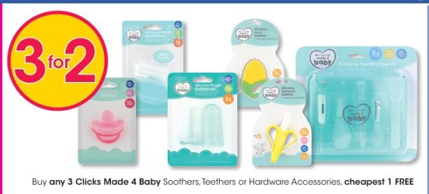 Buy any 3 Clicks Made 4 Baby Soothers, Teethers or Hardware Accessories, cheapest 1 FREE