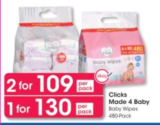 Clicks Made 4 Baby Baby Wipes 480-Pack