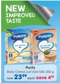 Purity Baby Cereal Just Add Milk