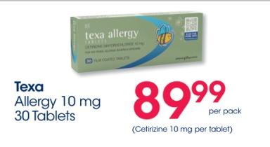 Texa Allergy 10 mg 30 Tablets  