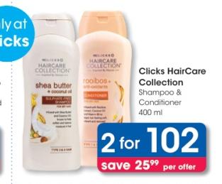 Clicks HairCare Collection Shampoo & Conditioner 400ml