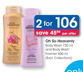 Oh So Heavenly Body Wash 720 ml and Body Wash Foamer 600 ml 