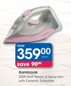 Kambrook 2000 Watt Steam & Spray Iron with Ceramic Soleplate