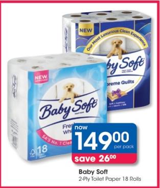 Baby Soft 2-Ply Toilet Paper 18 Rolls