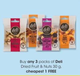 Buy Any 3 Deli Dried Fruit & Nuts Cheapest 1 Free