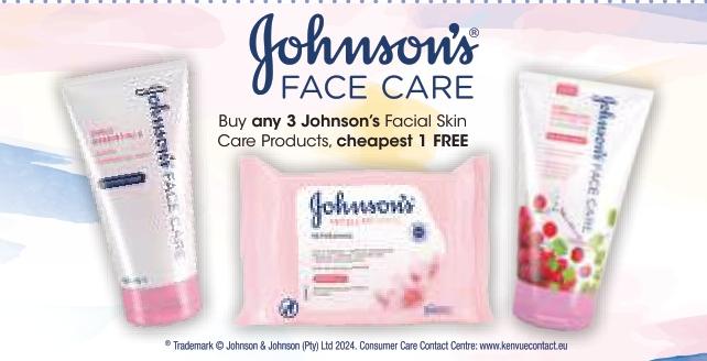 Buy any 3 Johnson's Facial Skin Core Products. cheapest 1 FREE