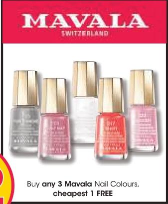 Buy any 3 Mavala Nail Colours, cheapest 1 FREE