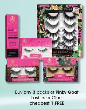 Buy any 3 packs of Pinky Goat Lashes or Glue, cheapest 1 FREE