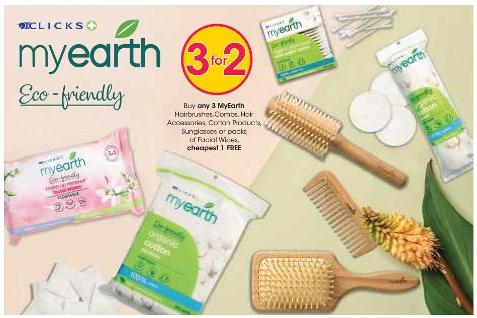 Buy Any 3 Clicks MyEarth Hairbrushes, Combs, Hair Accessories, Cotton Products, Sunglasses Or Packs Of Facial Wipes Cheapest 1 Free 