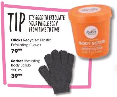 Clicks Recycled Plastic Exfoliating Gloves