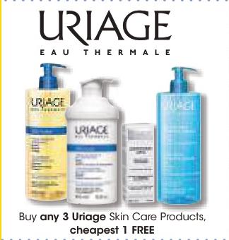 Buy any 3 Uriage Skin Care Products, cheapest 1 FREE