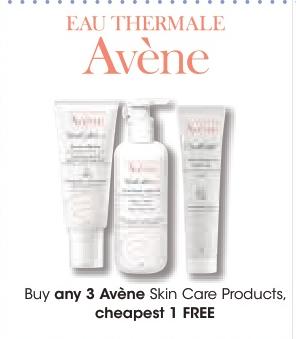 Buy any 3 Avène Skin Care Products, cheapest 1 FREE