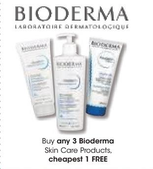 Buy any 3 Bioderma Skin Care Products, cheapest 1 FREE