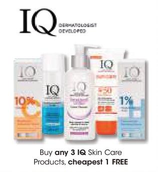 Buy any 3 IQ Skin Care Products, cheapest 1 FREE