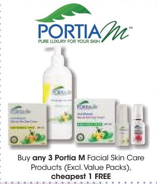 Buy any 3 Portia M Facial Skin Care Products (Excl. Value Packs), cheapest 1 FREE