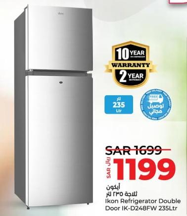 Ikon Refrigerator Double Door IK-D248FW 235Ltr