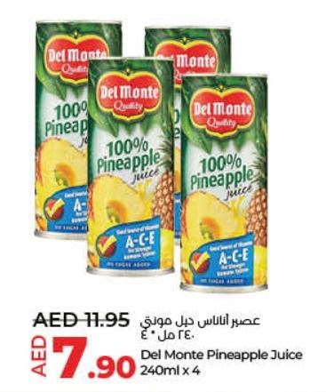 Del Monte Pineapple Juice 4X240ML